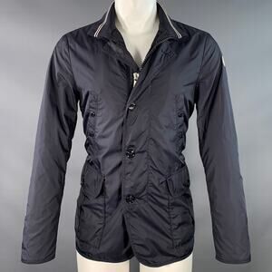 MONCLER Size M Navy Nylon Zip Buttons Windbreaker Jacket